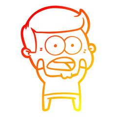 warm gradient line drawing cartoon shocked man