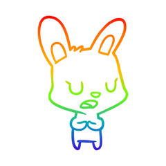 rainbow gradient line drawing rabbit talking