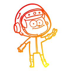 warm gradient line drawing happy astronaut cartoon
