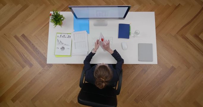 Office Woman Receiving Card from Secret Admirer