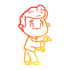 warm gradient line drawing happy cartoon man making point