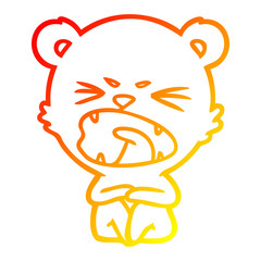 warm gradient line drawing angry cartoon bear