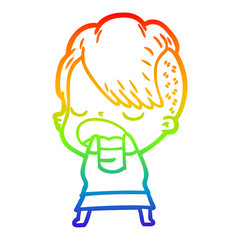 rainbow gradient line drawing cartoon cool hipster girl talking
