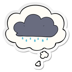 cartoon rain cloud and thought bubble as a printed sticker