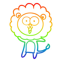 rainbow gradient line drawing happy cartoon lion