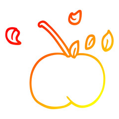 warm gradient line drawing cartoon juicy apple
