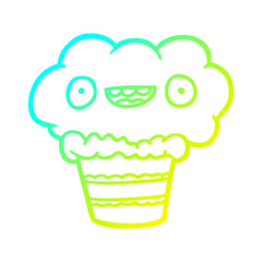 cold gradient line drawing funny cupcake
