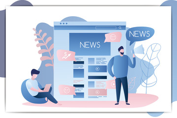 Male with megaphone and speech bubble news,news web page