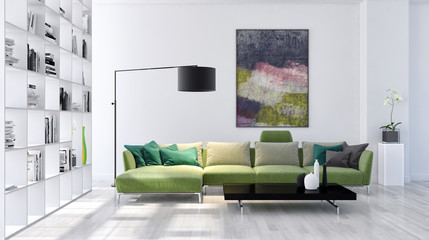 large luxury modern bright interiors room illustration 3D rendering
