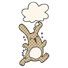 cartoon rabbit and thought bubble in comic book style