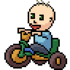 Obraz premium vector pixel art baby bike