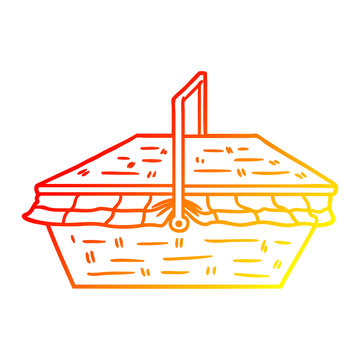 recommend clip art: warm gradient line drawing cartoon picnic basket