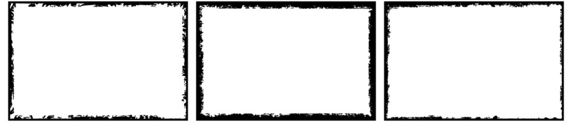 Frames in grunge style. Abstract rectangles with space for text. Monochrome elements.