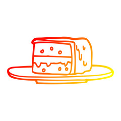warm gradient line drawing cartoon slice of cake