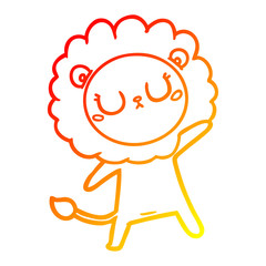 warm gradient line drawing cartoon lion