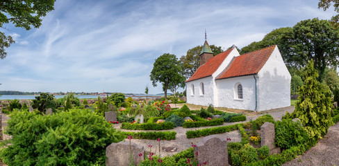 Hjarnoe island church one of the smallest in Denmark