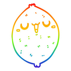 rainbow gradient line drawing cartoon happy lemon