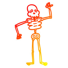 warm gradient line drawing cartoon skeleton