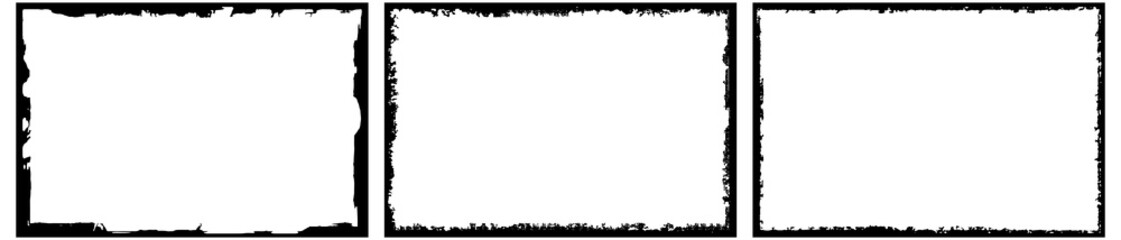 Frames in grunge style. Abstract rectangles with space for text. Monochrome elements.
