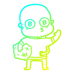 cold gradient line drawing waving weird bald spaceman