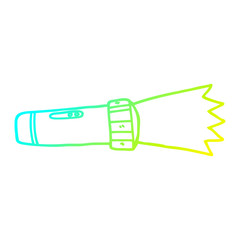 cold gradient line drawing cartoon of lit torch