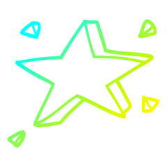 cold gradient line drawing cartoon yellow stars