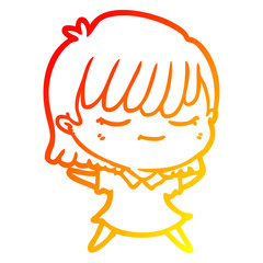 warm gradient line drawing cartoon woman