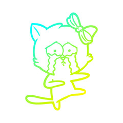 cold gradient line drawing cartoon cat