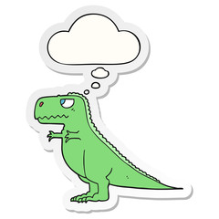 cartoon dinosaur and thought bubble as a printed sticker