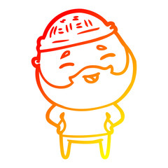 warm gradient line drawing cartoon happy bearded man