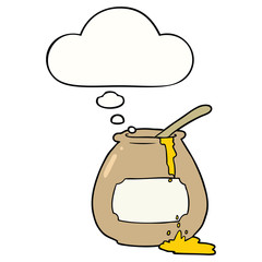 cartoon honey pot and thought bubble