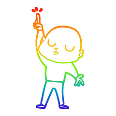 rainbow gradient line drawing cartoon bald man