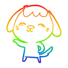 rainbow gradient line drawing happy cartoon dog