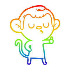 Fototapeta premium rainbow gradient line drawing cartoon calm monkey