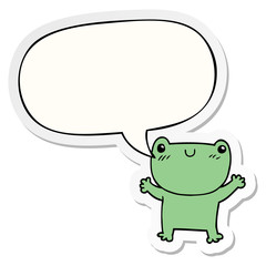 cartoon frog and speech bubble sticker