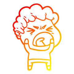 warm gradient line drawing cartoon furious man