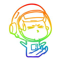 rainbow gradient line drawing cartoon stressed astronaut