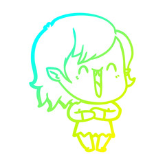 cold gradient line drawing cute cartoon happy vampire girl