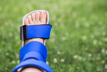 Foot ankle recovery, stabilizing with support brace
