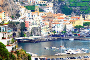 amalfi, architecture, bay, beach, beautiful, blue, boat, building, campania, cinque, city, cityscape, coast, coastal, coastline, europe, famous, gulf, holiday, house, island, italian, italy, italy lan