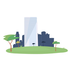 skyscraper building city trees outdoors