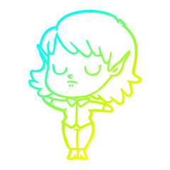 cold gradient line drawing cartoon elf girl