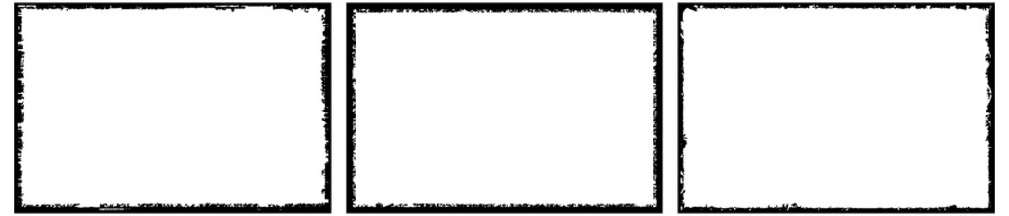 Frames in grunge style. Abstract rectangles with space for text. Monochrome elements.