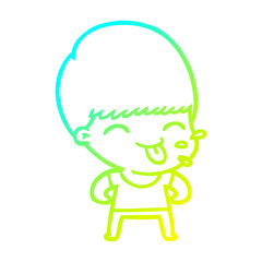 cold gradient line drawing funny cartoon boy