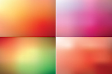 Collection of blurred backgrounds. Vector defocus texture. Multi-color abstract surface.