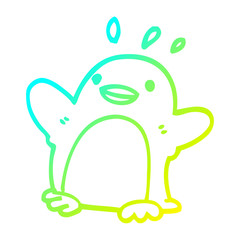 cold gradient line drawing cartoon christmas penguin