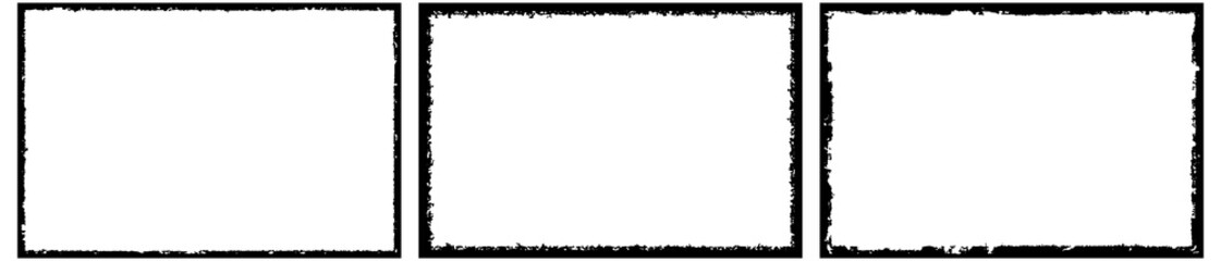 Frames in grunge style. Abstract rectangles with space for text. Monochrome elements.