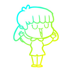 cold gradient line drawing cartoon woman
