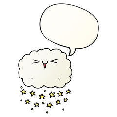 happy cartoon cloud and speech bubble in smooth gradient style