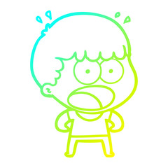 cold gradient line drawing cartoon shocked man